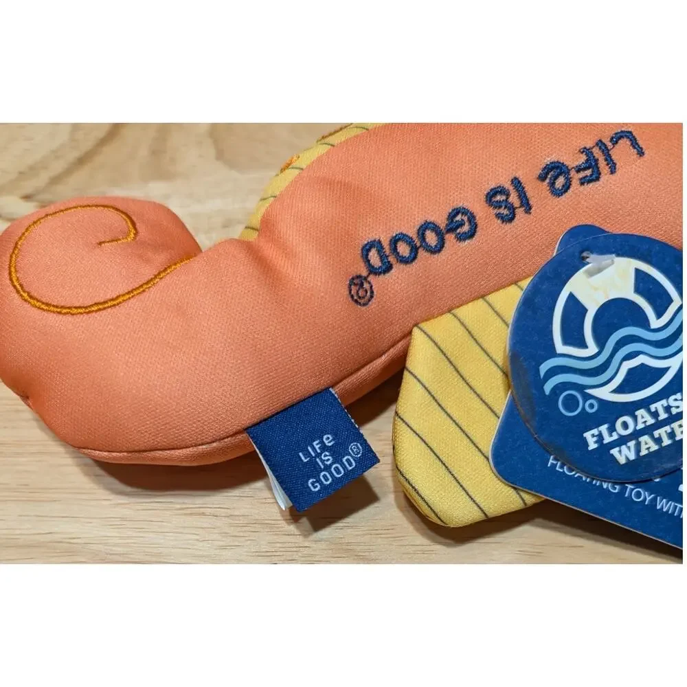 Life Is Good Dog Toy Floating Seahorse with Squeaker Orange & Yellow Squeaks